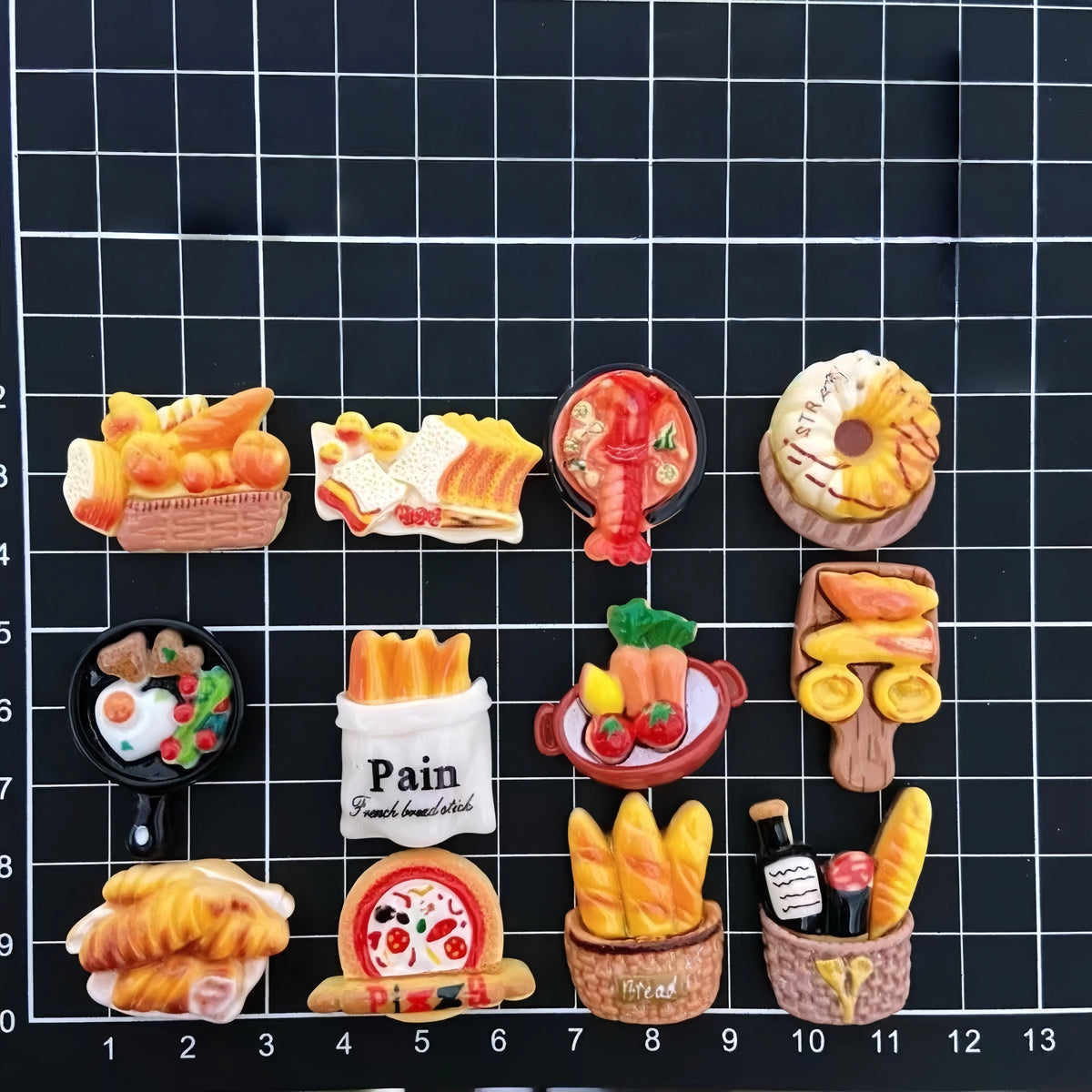 Miniature European Bakery Resin Charms – Cute Faux Food DIY Craft Sets – pack contents