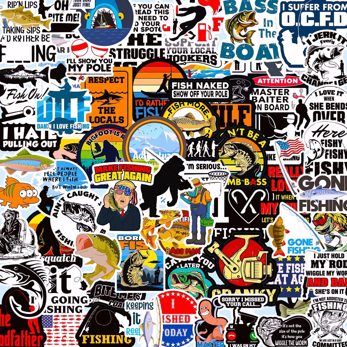73 PCS Funny Fishing Stickers