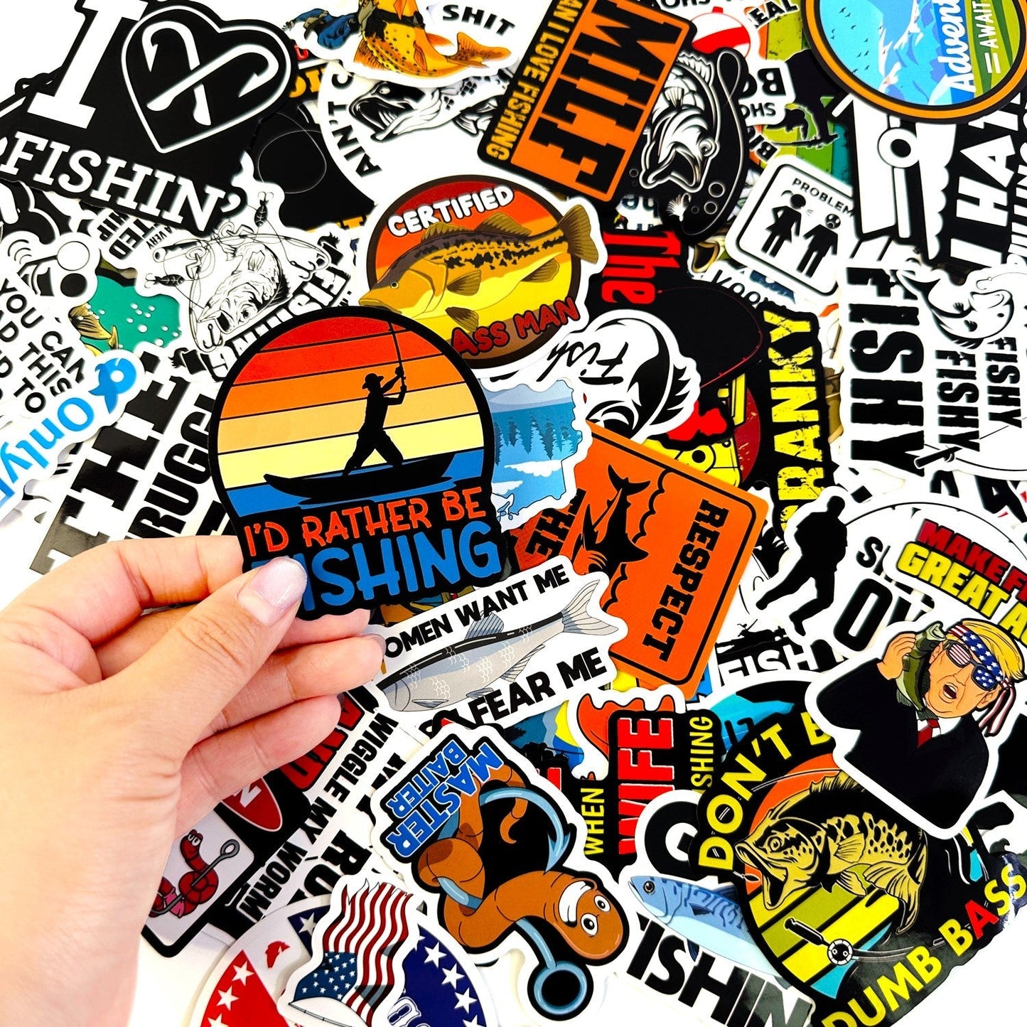 73 PCS Funny Fishing Stickers