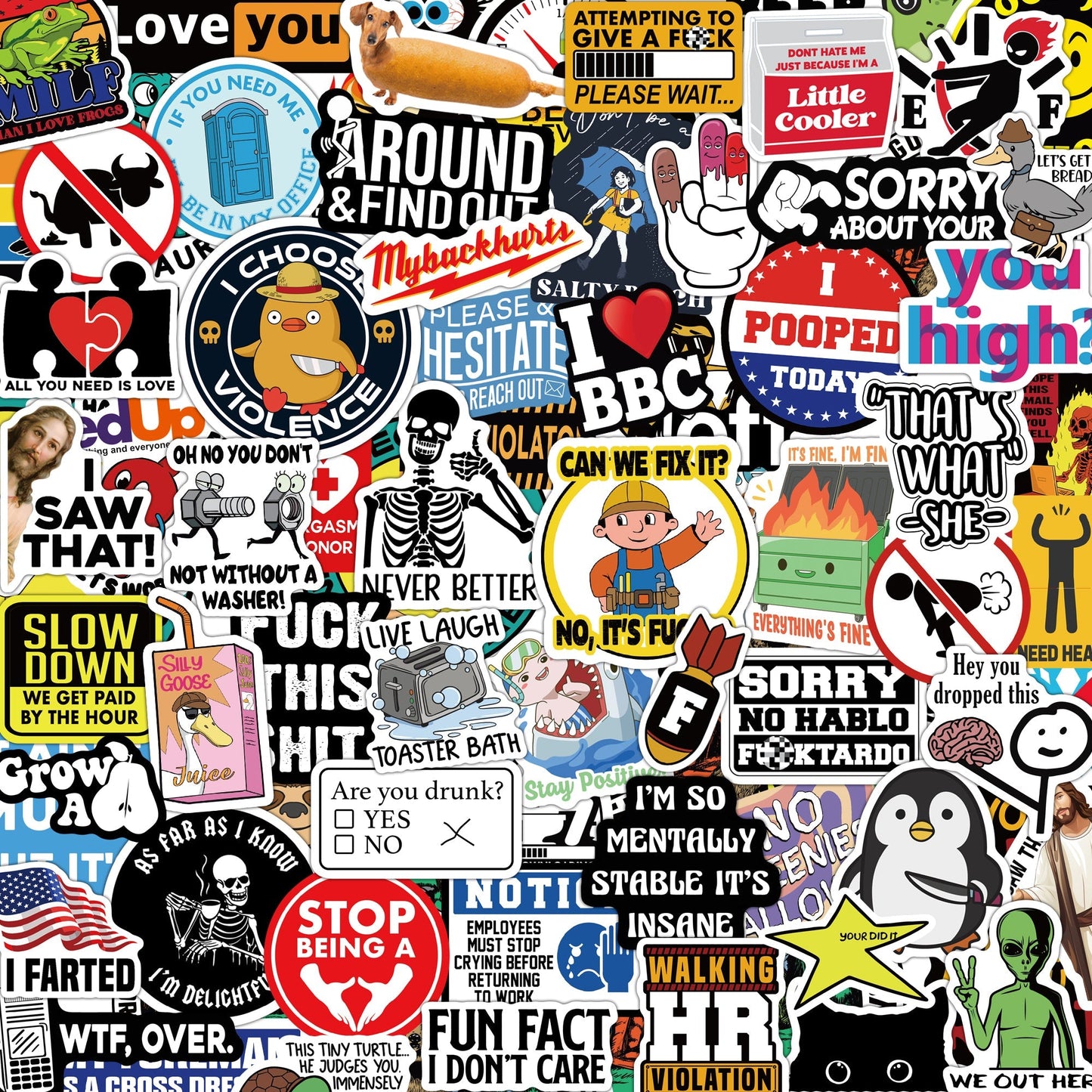 100-200 PCS Funny Stickers for Adults