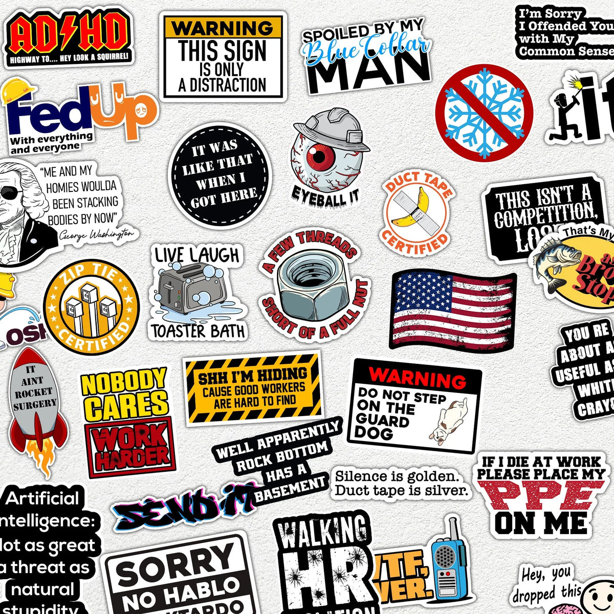 166 pcs Funny Hard Hat Stickers for Men, Adults – bulk sticker assortment