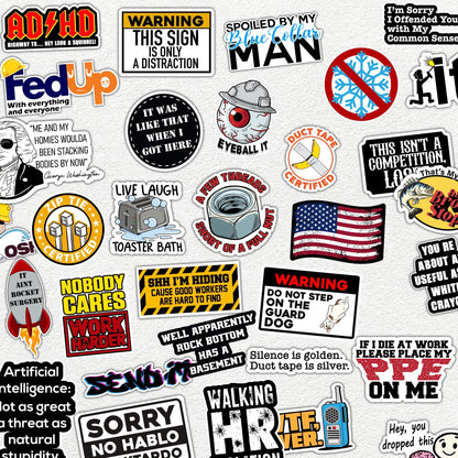 166 pcs Funny Hard Hat Stickers for Men, Adults – bulk sticker assortment