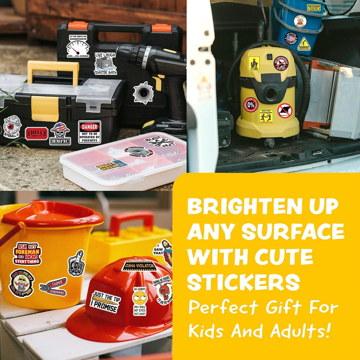 224 PCS Hard Hat Stickers for Adults – sticker pack contents