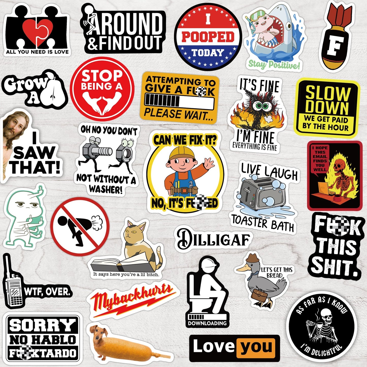 100-200 PCS Funny Stickers for Adults
