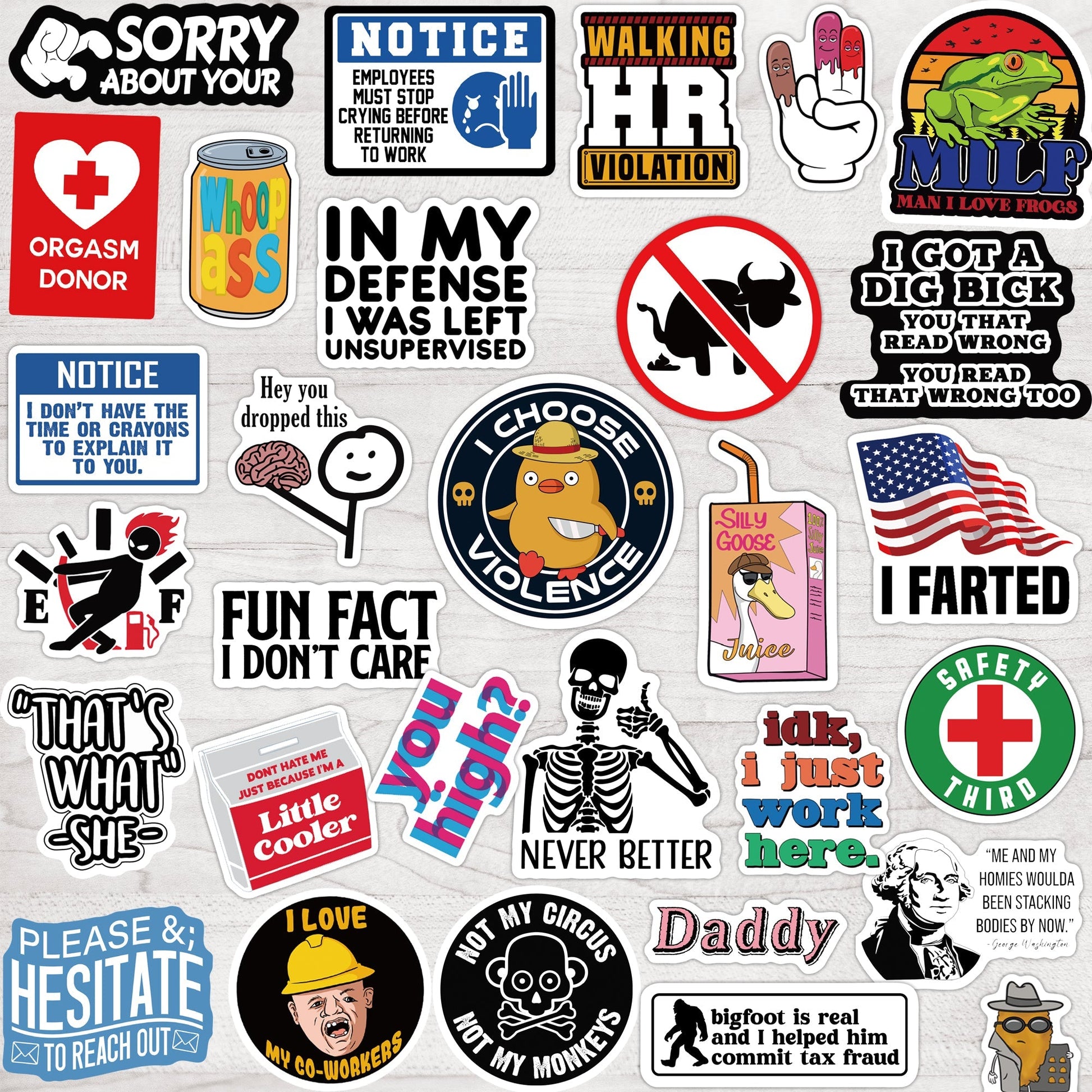 100-200 PCS Funny Stickers for Adults