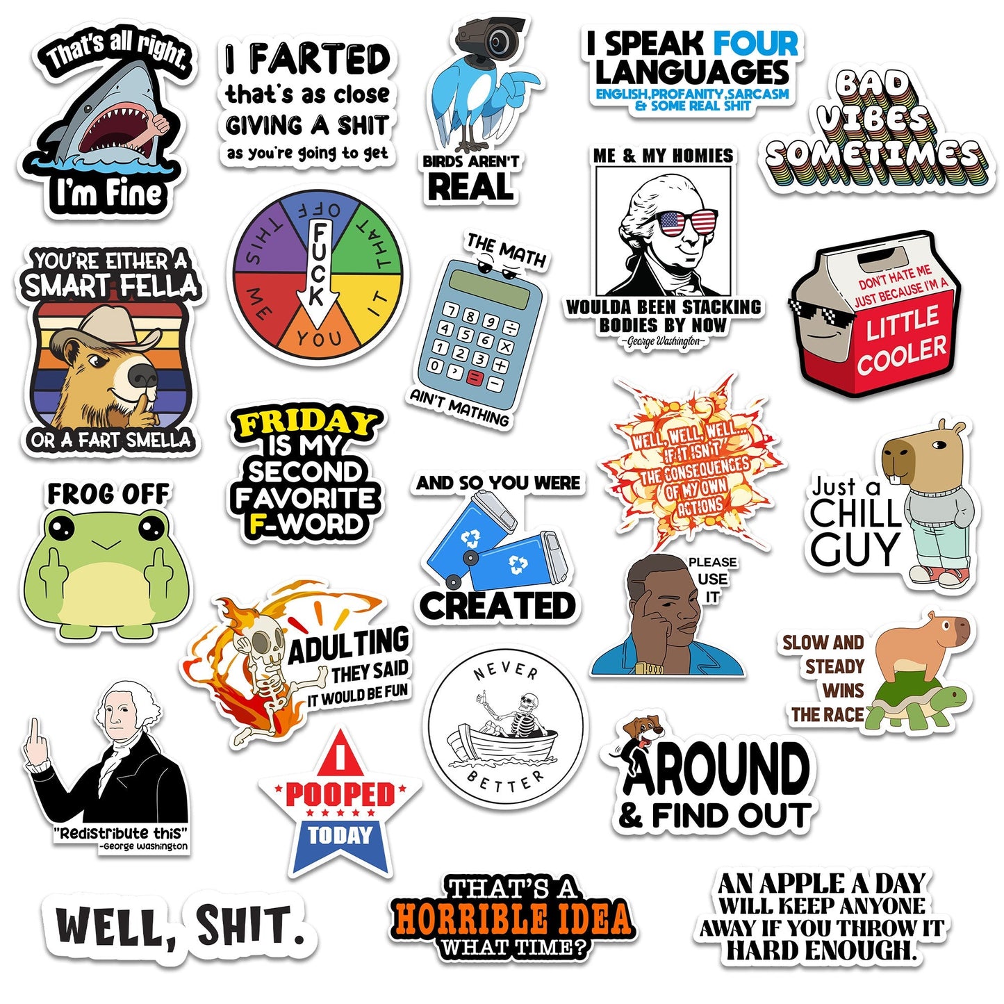 100 PCS Sarcastic Stickers for Adults