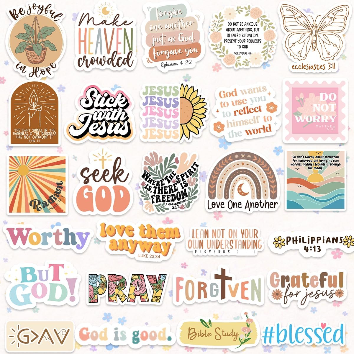 Puraesla Faith That Sticks – 300 Holographic Bible Verse Stickers