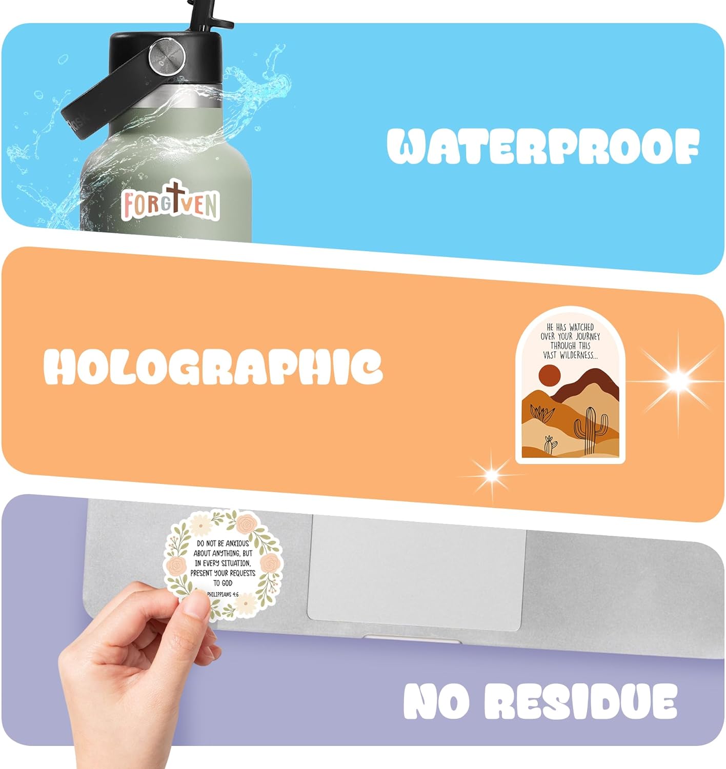 Puraesla Faith That Sticks – 300 Holographic Bible Verse Stickers