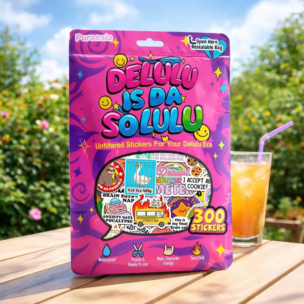 Delulu Is Da Solulu – Holographic Sarcastic Sticker Collection (300pcs)