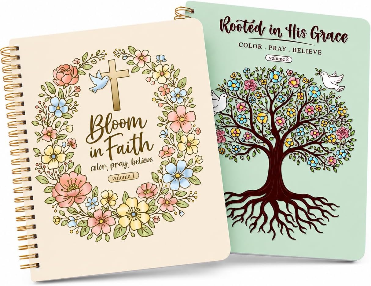 Puraesla Bible Verse Coloring Books for Adults & Kids – 2-Pack