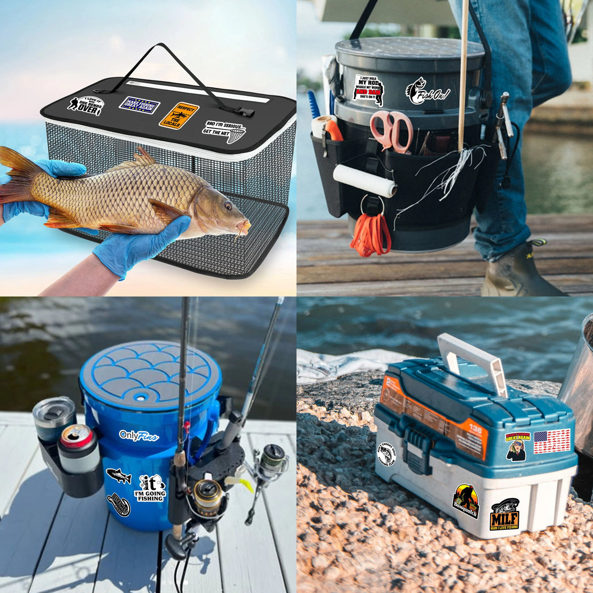73 PCS Funny Fishing Stickers – waterproof vinyl sticker details