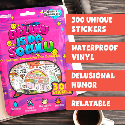 Delulu Is Da Solulu – Holographic Sarcastic Sticker Collection (300pcs)