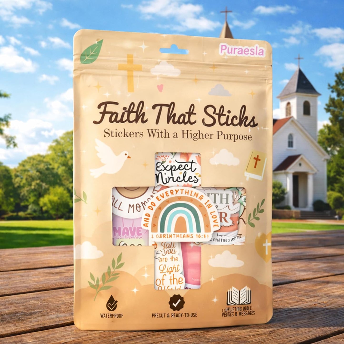 Puraesla Faith That Sticks – 300 Holographic Bible Verse Stickers