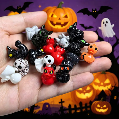 Spooky Ghost & Skull Resin Duck Figurines