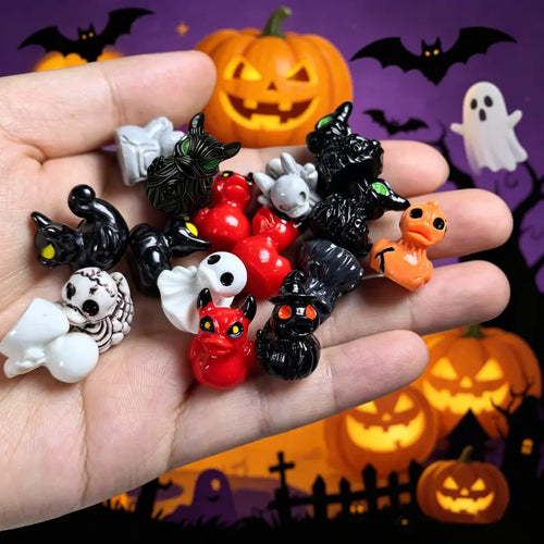 Spooky Ghost & Skull Resin Duck Figurines