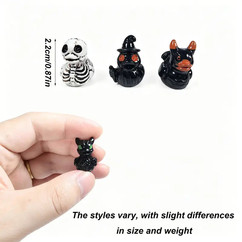 Spooky Ghost & Skull Resin Duck Figurines
