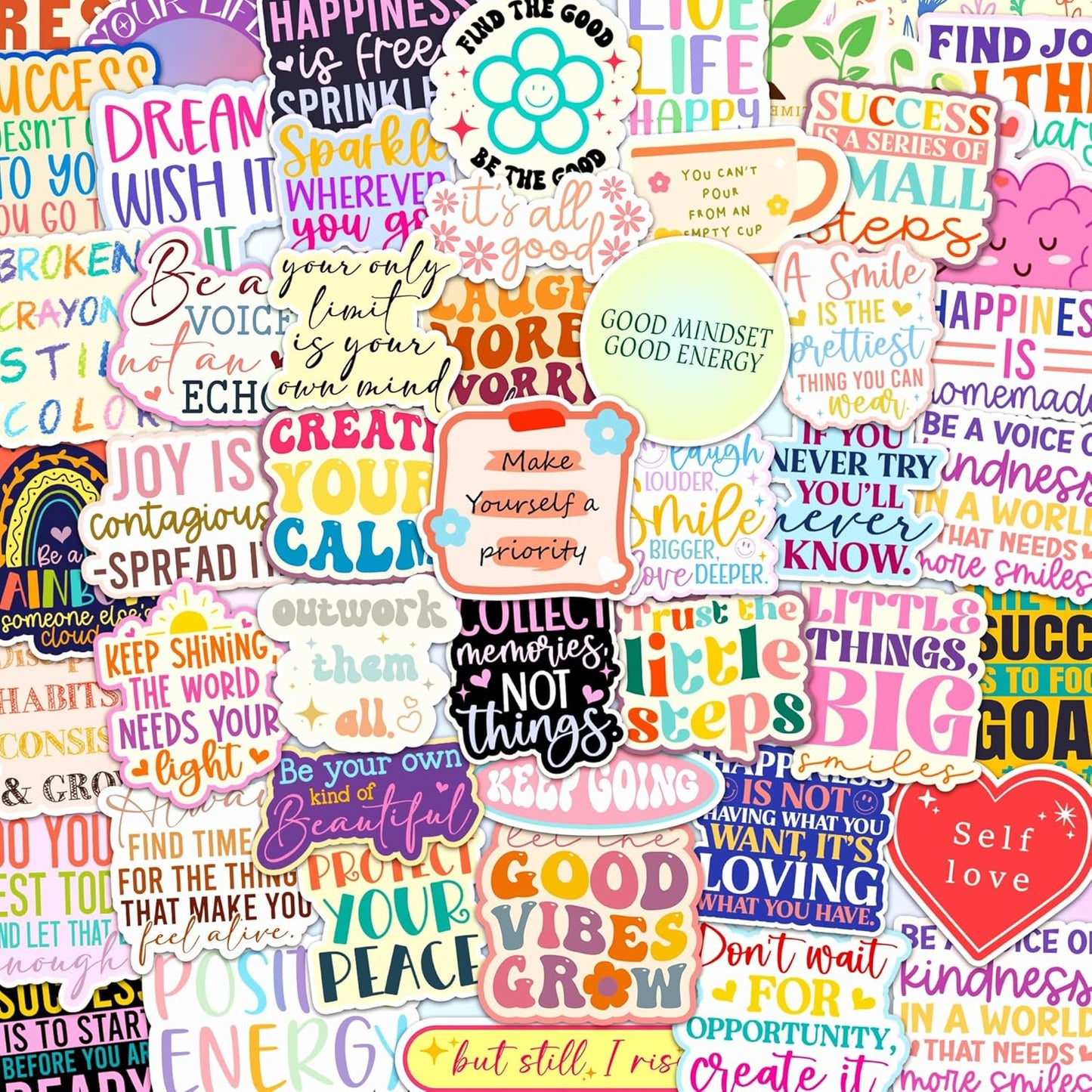 300Pcs Holographic Motivational Stickers Positive