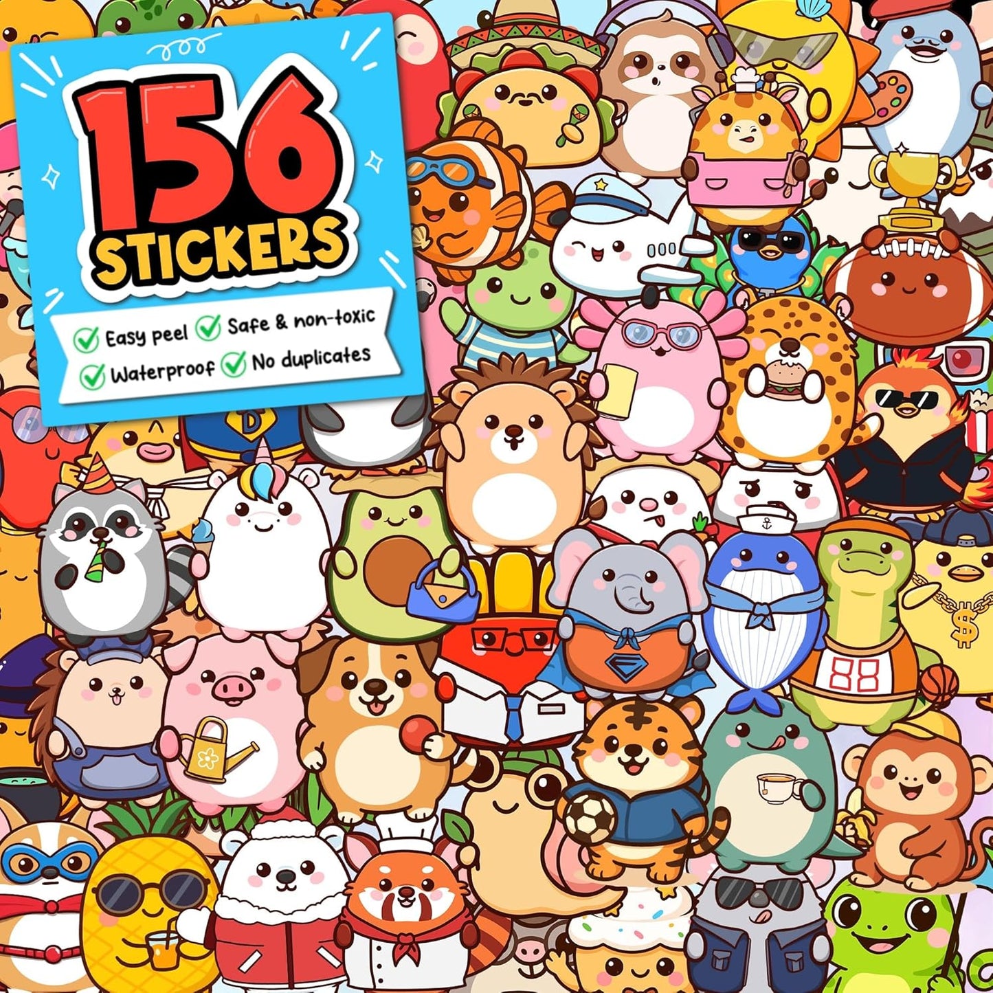 Puraesla Pocket Pals – 156-Piece Animal Sticker Pack
