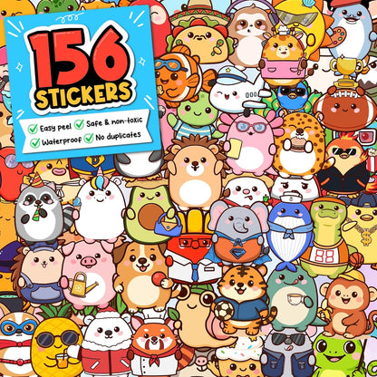 Puraesla Pocket Pals – 156-Piece Animal Sticker Pack