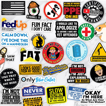 130 PCS Blue Collar Funny Stickers
