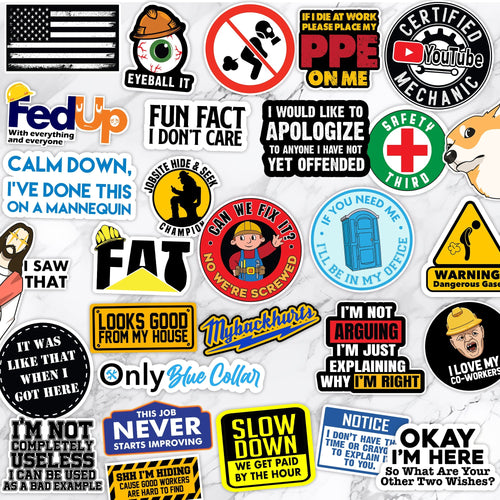 130 PCS Blue Collar Funny Stickers