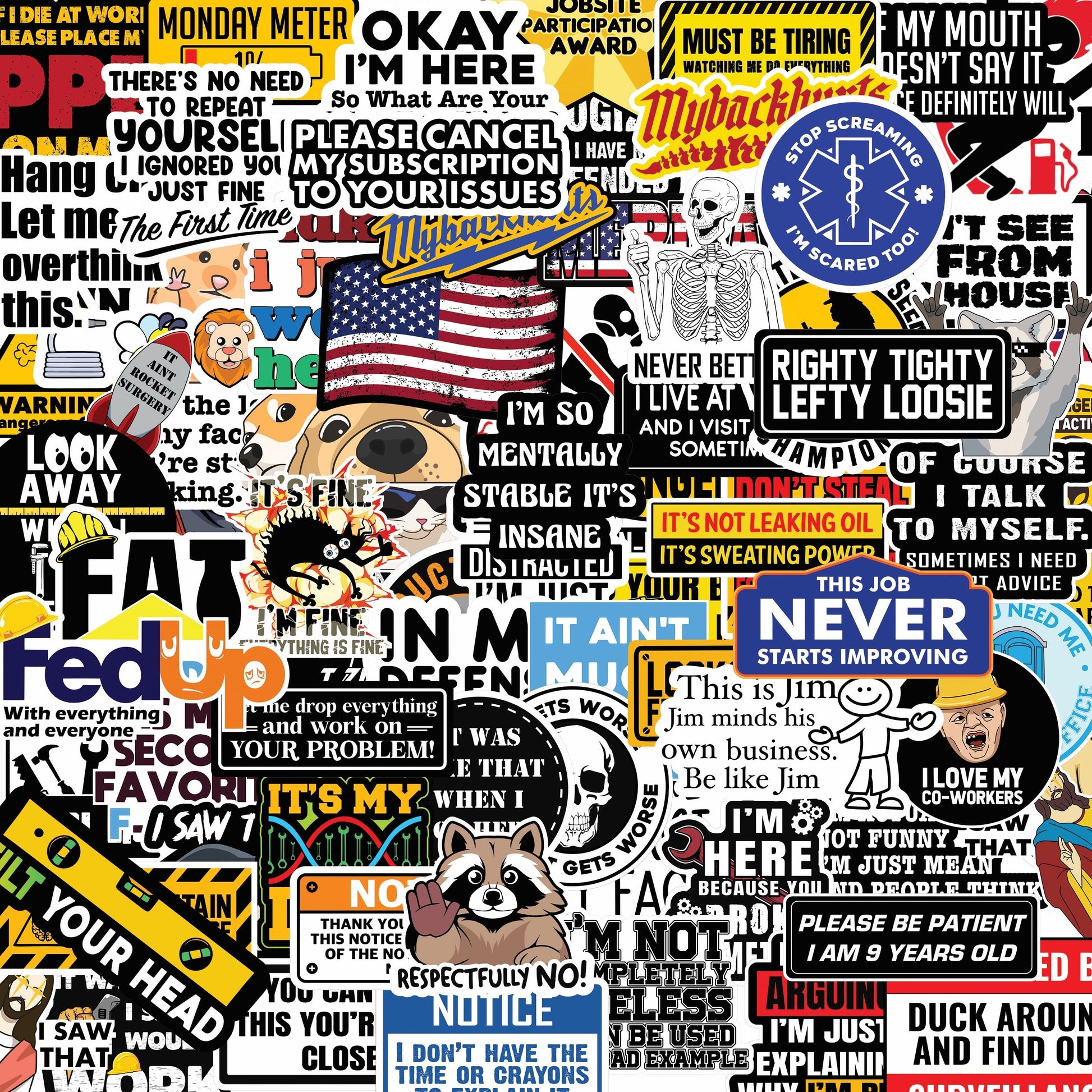 130 PCS Blue Collar Funny Stickers