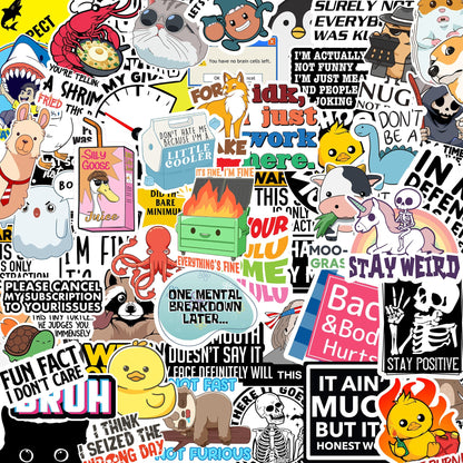 130-Piece Waterproof Funny Saying Sticker Pack