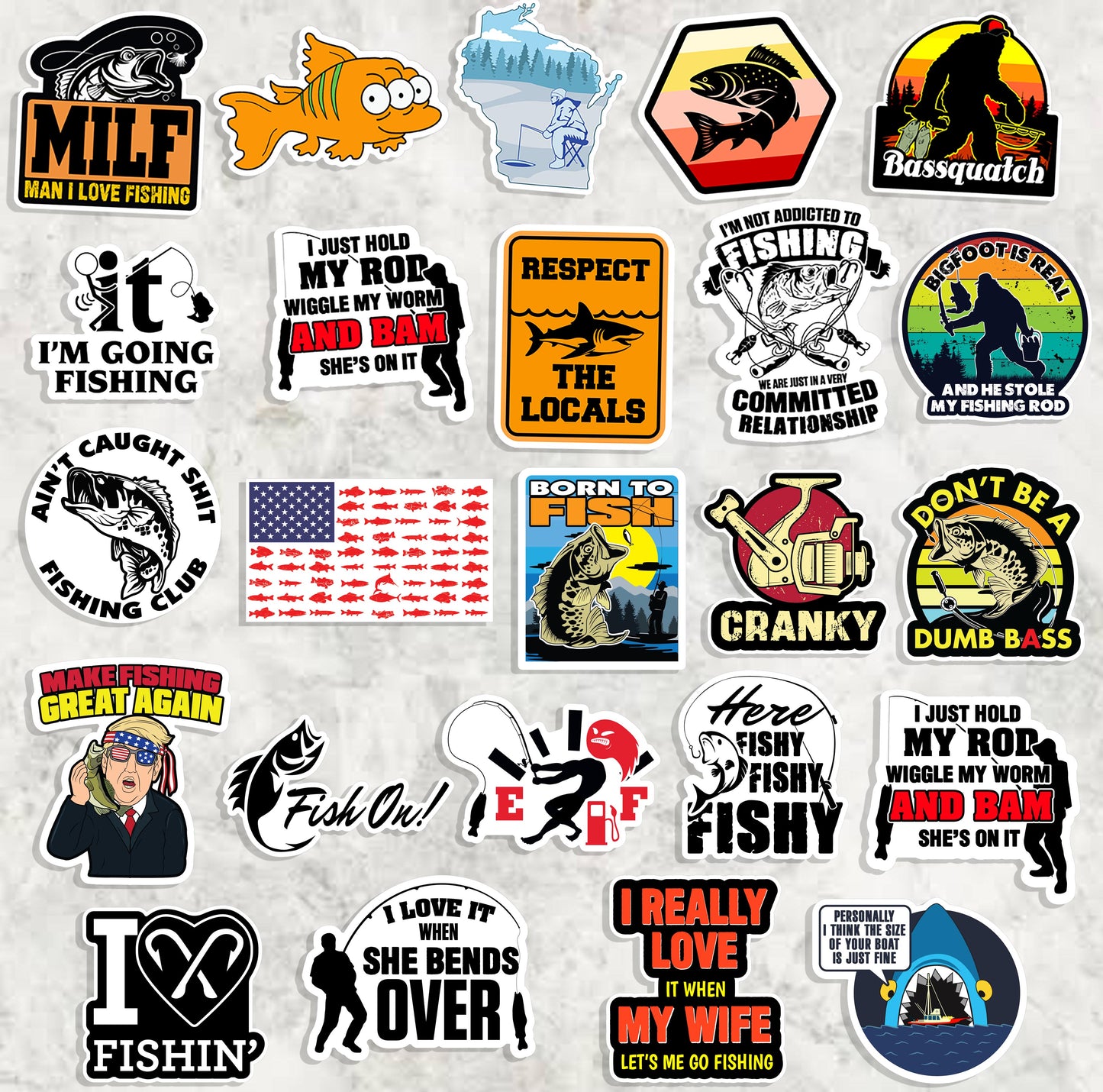 73 PCS Funny Fishing Stickers
