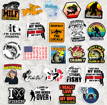 73 PCS Funny Fishing Stickers