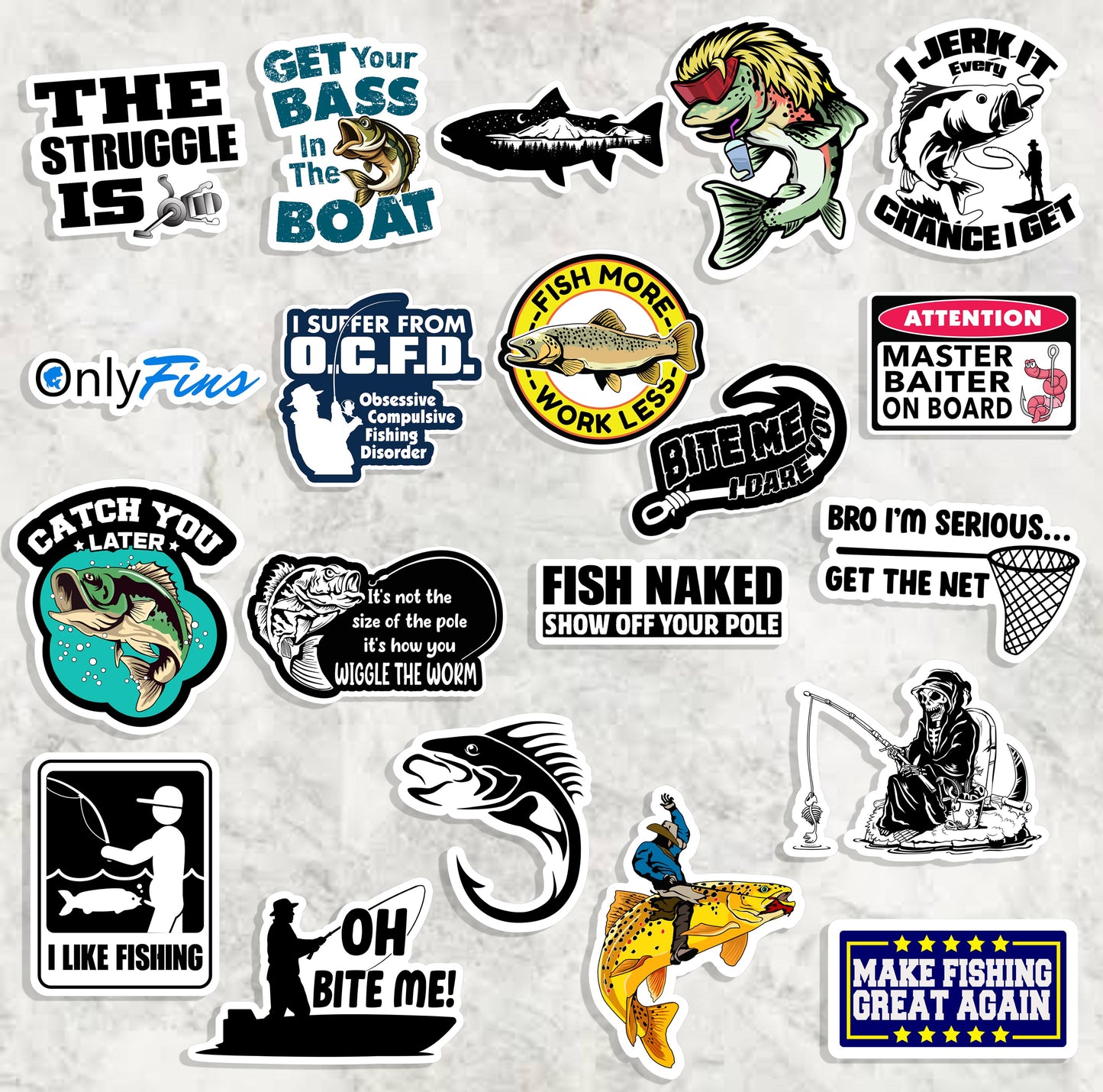 73 PCS Funny Fishing Stickers