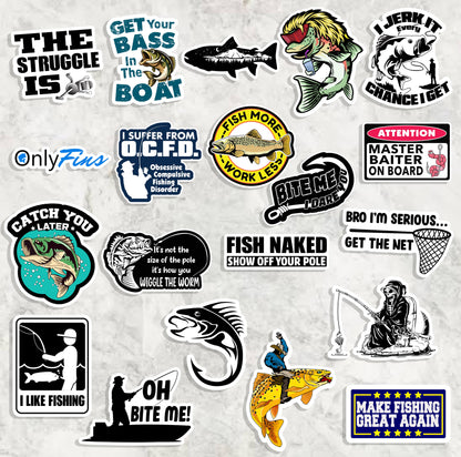 73 PCS Funny Fishing Stickers
