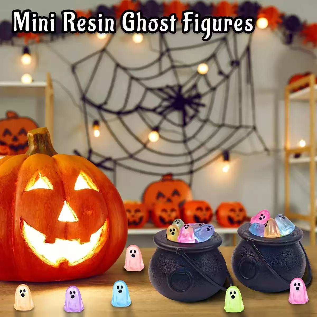 Halloween Glow-in-the-Dark Mini Resin Ghost Figurines