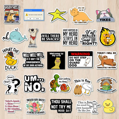 225PCS Funny Holographic Stickers, Waterproof