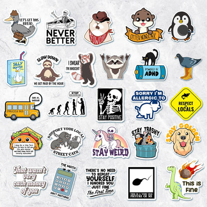 225PCS Funny Holographic Stickers, Waterproof