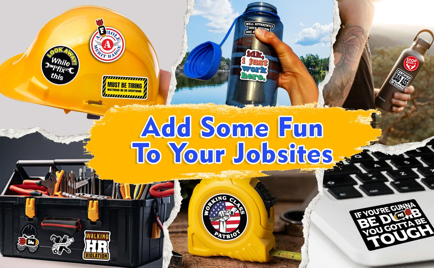 130 PCS Blue Collar Funny Stickers