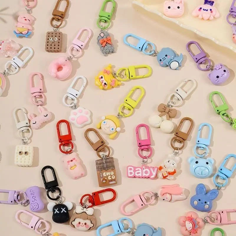 Cartoon Cute Resin Blind Bag Keychain 3D Stereo Metal Clasp Bag Charm Mystery Bag