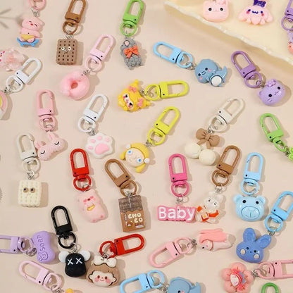 Cartoon Cute Resin Blind Bag Keychain 3D Stereo Metal Clasp Bag Charm Mystery Bag
