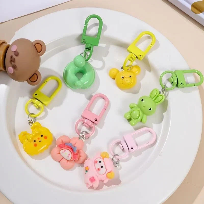 Cartoon Cute Resin Blind Bag Keychain 3D Stereo Metal Clasp Bag Charm Mystery Bag – assorted miniature designs