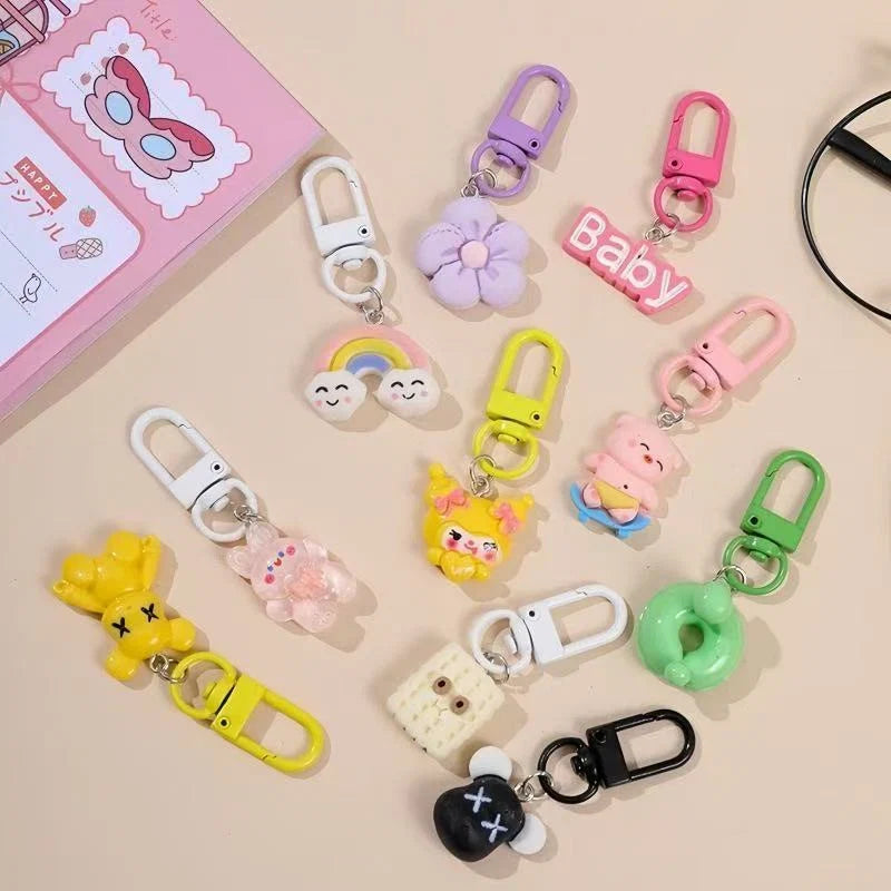 Cartoon Cute Resin Blind Bag Keychain 3D Stereo Metal Clasp Bag Charm Mystery Bag – close-up product details