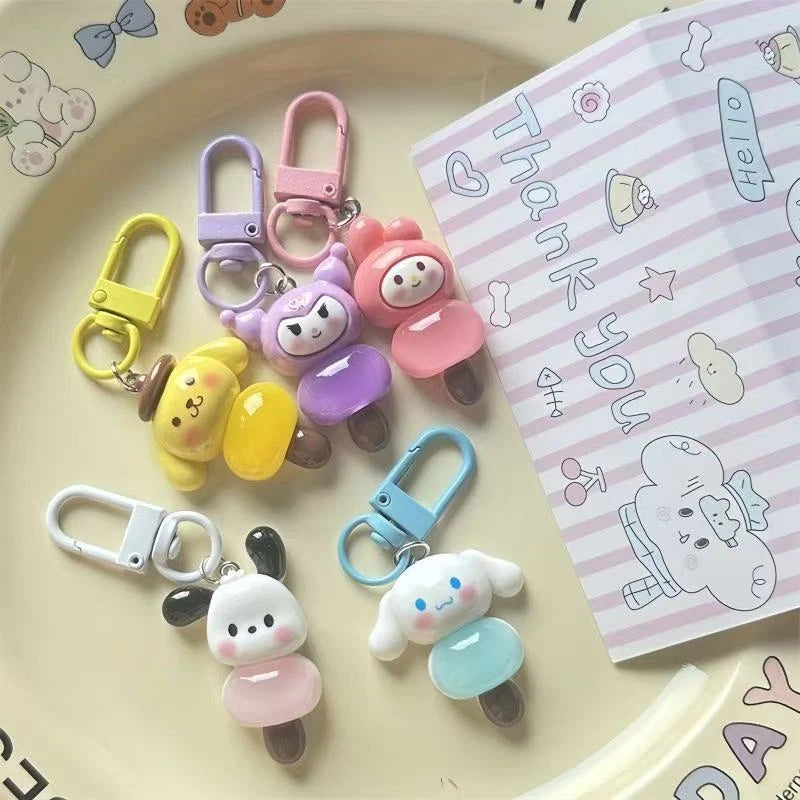 Cartoon Cute Resin Blind Bag Keychain 3D Stereo Metal Clasp Bag Charm Mystery Bag – size and scale