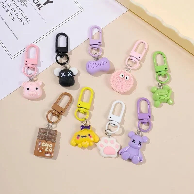 Cartoon Cute Resin Blind Bag Keychain 3D Stereo Metal Clasp Bag Charm Mystery Bag – pack contents