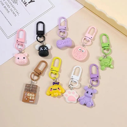 Cartoon Cute Resin Blind Bag Keychain 3D Stereo Metal Clasp Bag Charm Mystery Bag – pack contents