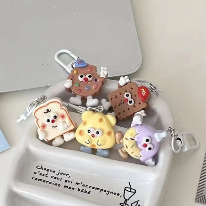 Cartoon Cute Resin Blind Bag Keychain 3D Stereo Metal Clasp Bag Charm Mystery Bag – display example