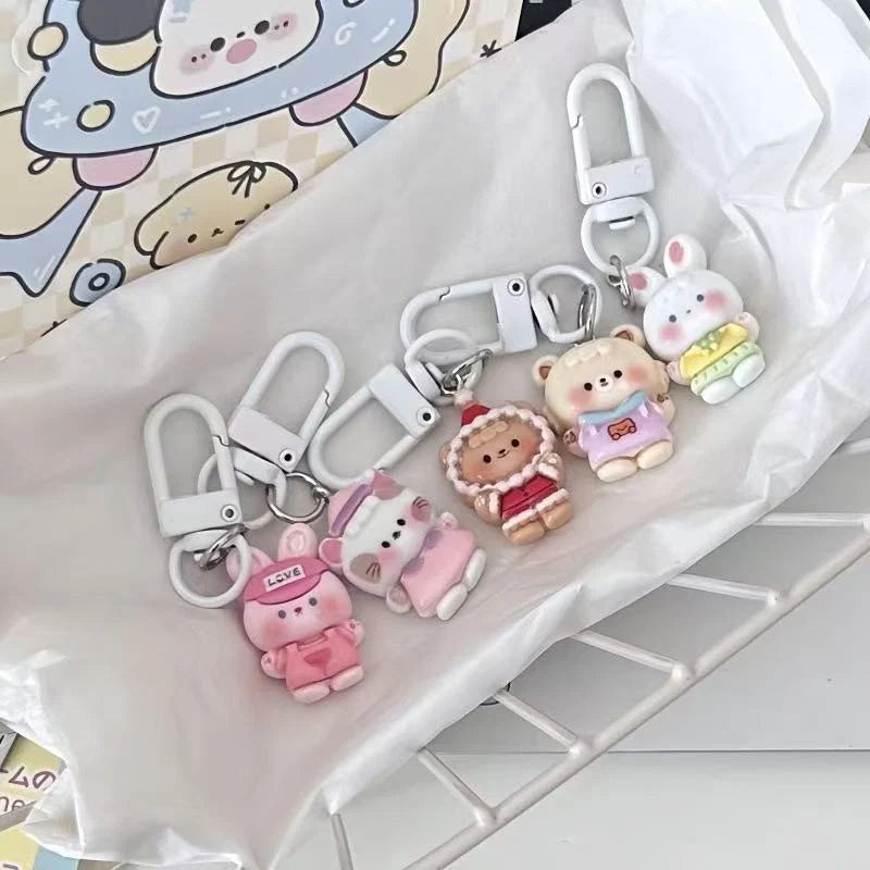 Cartoon Cute Resin Blind Bag Keychain 3D Stereo Metal Clasp Bag Charm Mystery Bag – additional design assortment