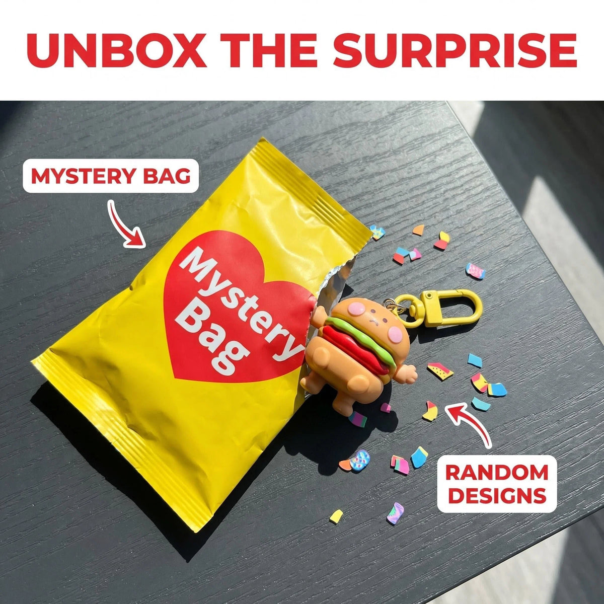 Cartoon Cute Resin Blind Bag Keychain 3D Stereo Metal Clasp Bag Charm Mystery Bag – assorted miniature designs 11