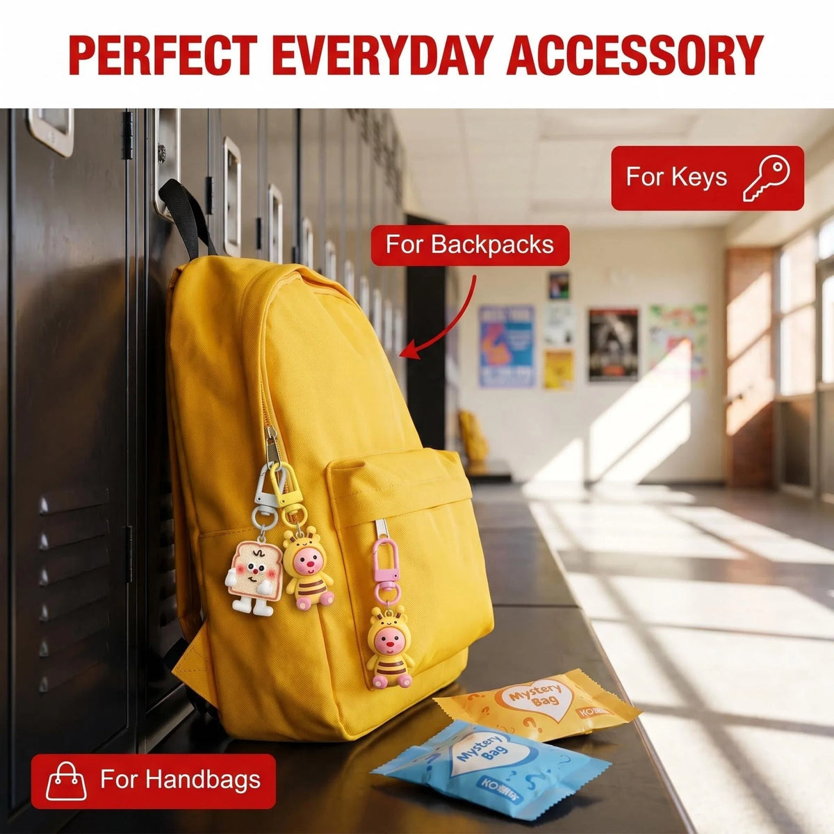 Cartoon Cute Resin Blind Bag Keychain 3D Stereo Metal Clasp Bag Charm Mystery Bag – size and scale 13