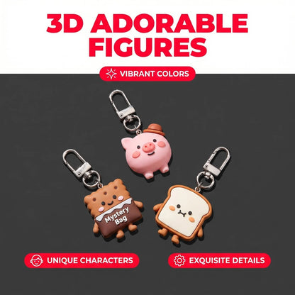 Cartoon Cute Resin Blind Bag Keychain 3D Stereo Metal Clasp Bag Charm Mystery Bag – display example 16