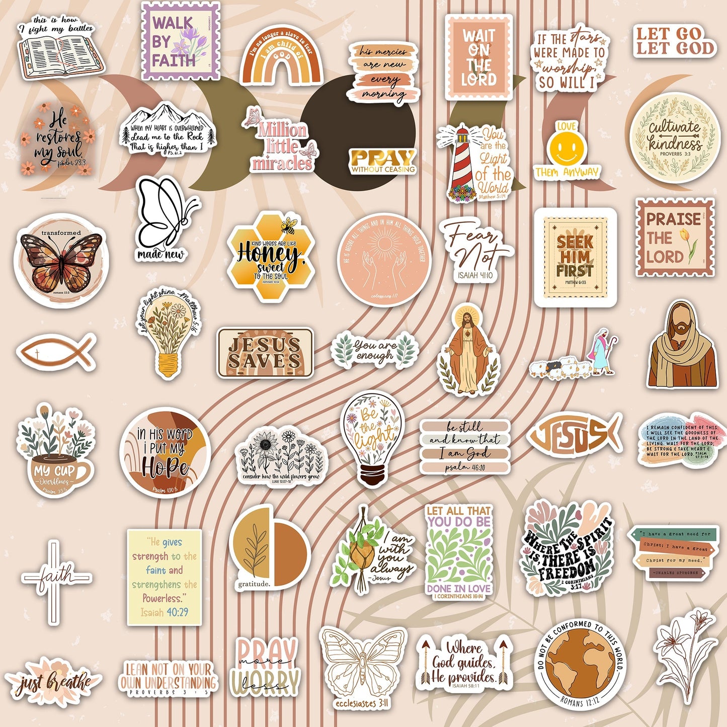160pcs Boho Christian Inspirational Bible Verse Stickers