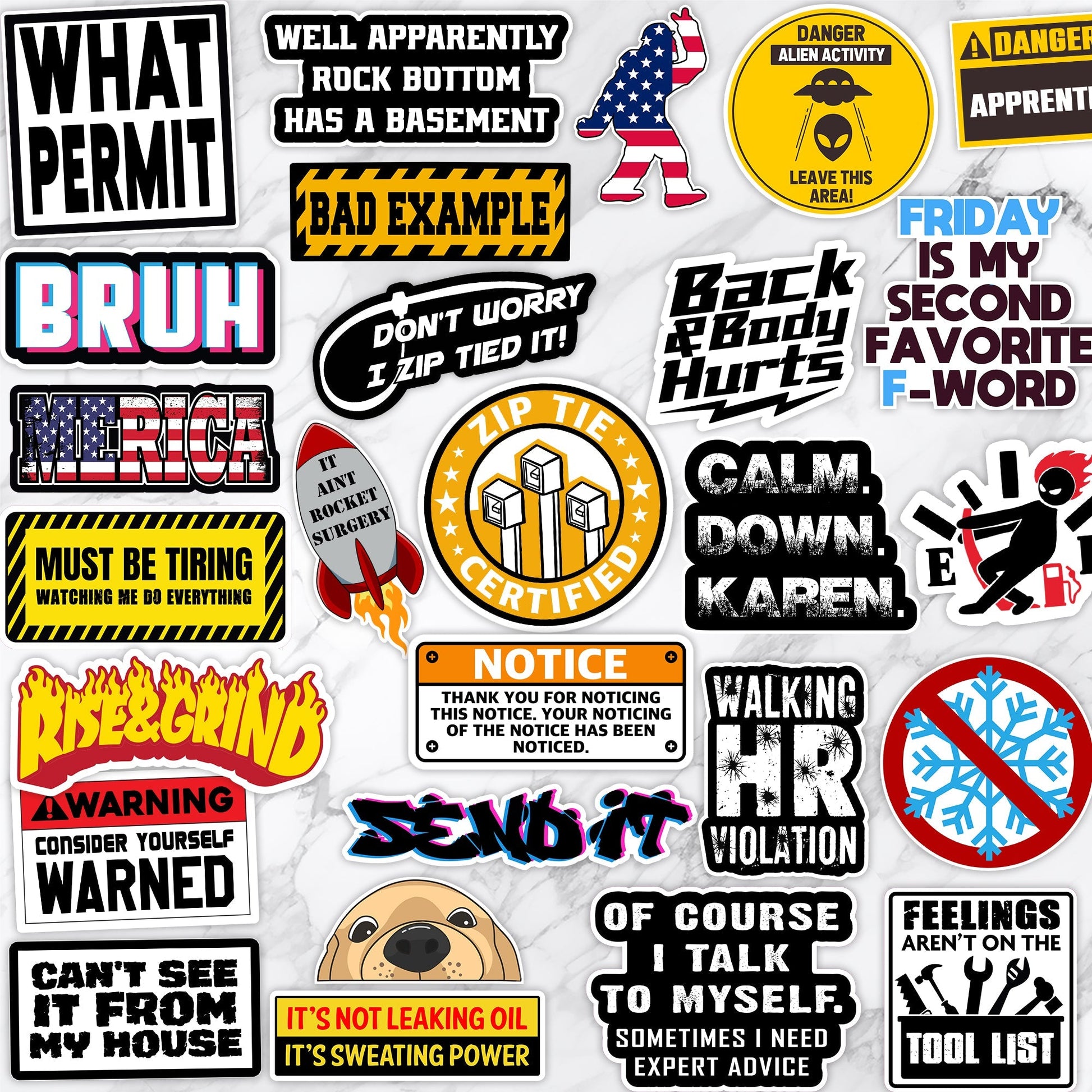 130 PCS Blue Collar Funny Stickers