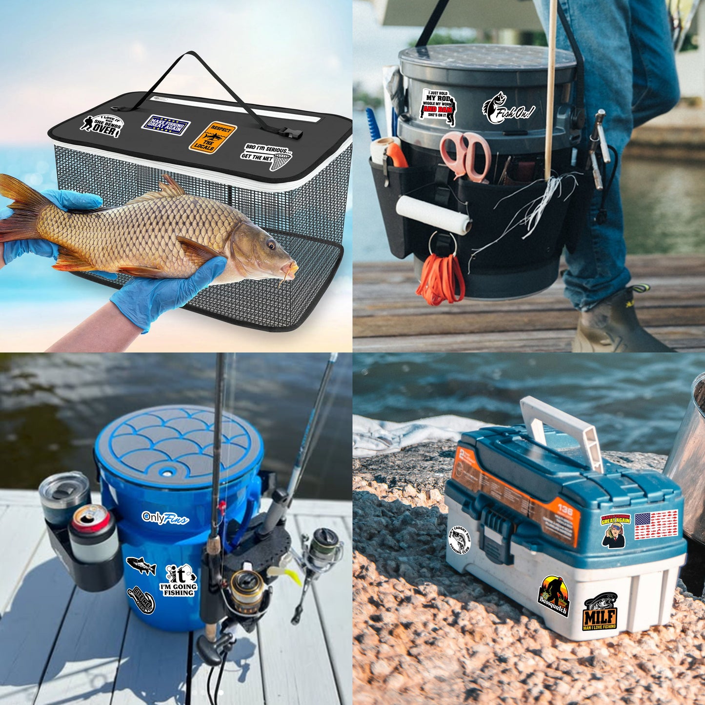 73 PCS Funny Fishing Stickers
